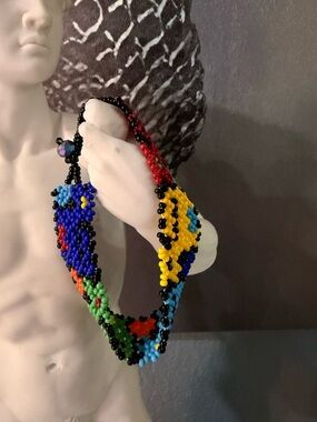 Handmade Multicolor Beaded Necklace - Bold Pattern